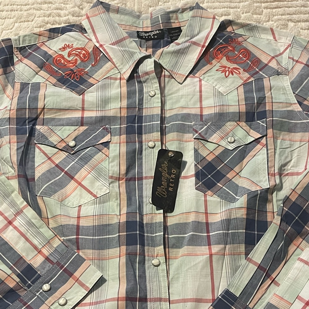 Wrangler Retro Plaid Pearl Snap Size XXL